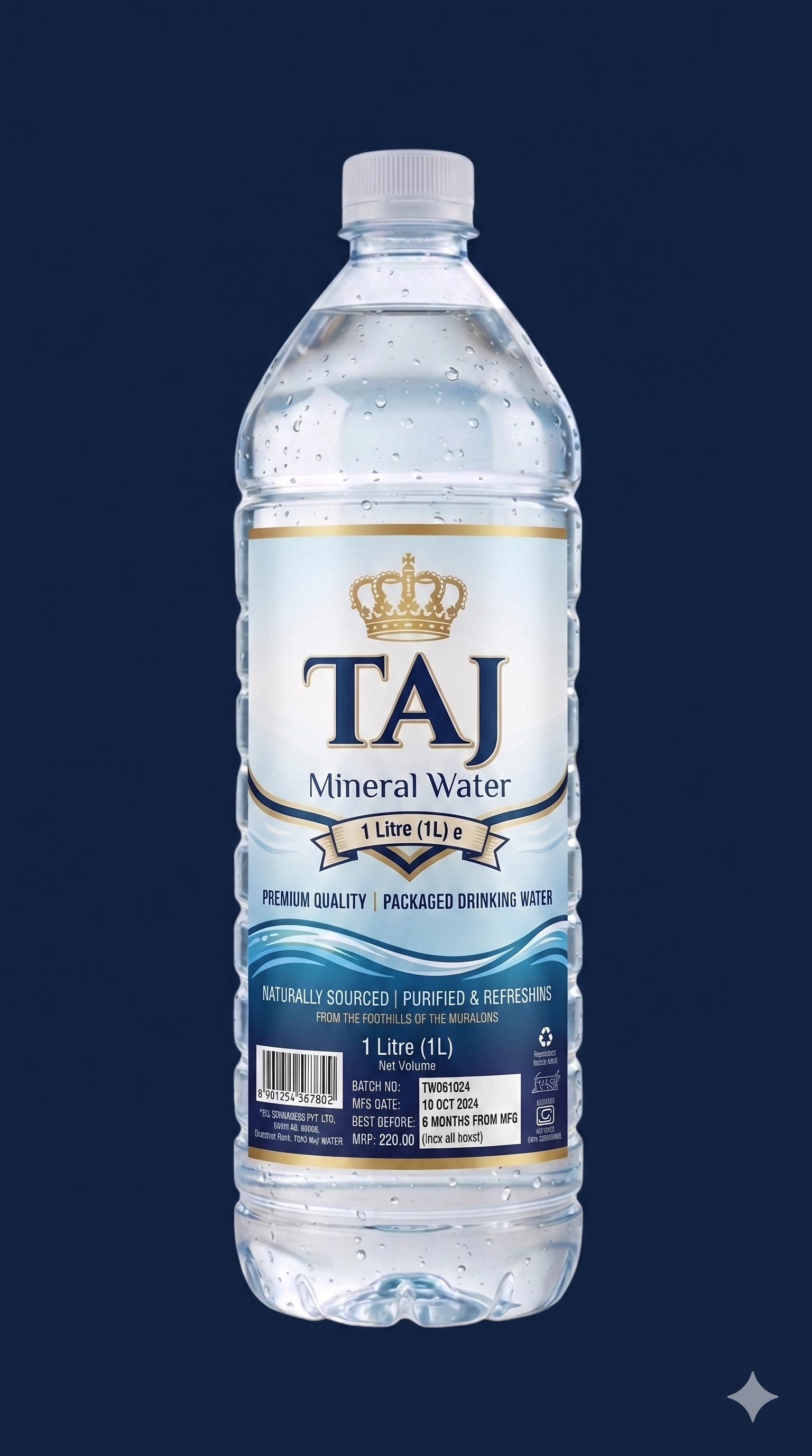 TAJ Drinking Water 1 Litre Premium Bottle